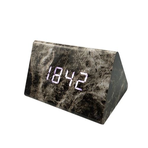 Commande Vocale Calendrier Thermomètre Numérique Led Alarme Horloge en Bois Usb / Aaa Noir PL563