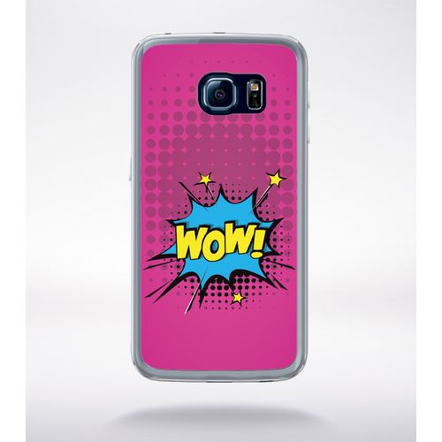 Coque Wow Fond Rose Compatible Samsung Galaxy S6 Edge Transparent