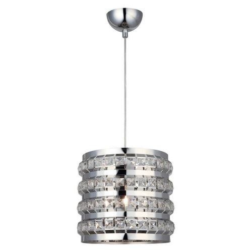HOMEMANIA Lampe à Suspension Area - Lustre - Lustre de plafond - Chrome en Métal, Cristal, 24 x 24 x 85 cm, 1 x E27, 40 W