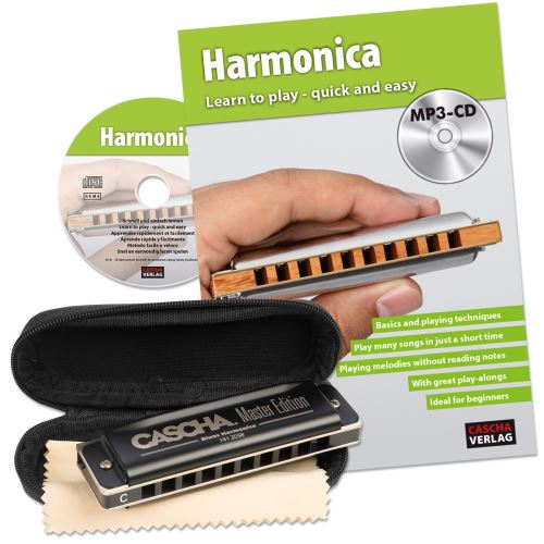 Cascha HH 1630 EN Master Edition Blues pack harmonica (méthode en anglais)