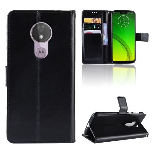 Etui en PU crazy horse avec support noir pour votre Motorola Moto G7 Power (EU Version)