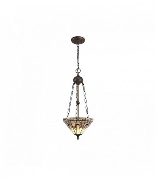 Suspension Tiffany Cindy 2 Ampoules Gris/Blanc