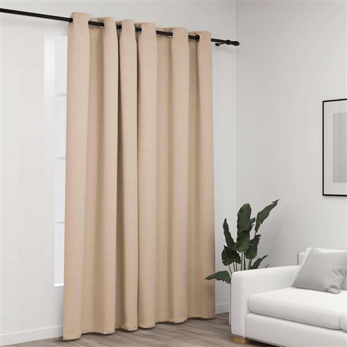 vidaXL Rideau occultant Aspect de lin avec œillets Beige 290x245 cm