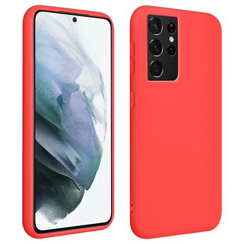 Coque pour Samsung Galaxy S21 Ultra Silicone Gel Souple Finition Soft Touch Rouge