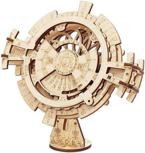 Robotime calendrier perpétuel kit modèle 17,5 cm en bois 26 pièces