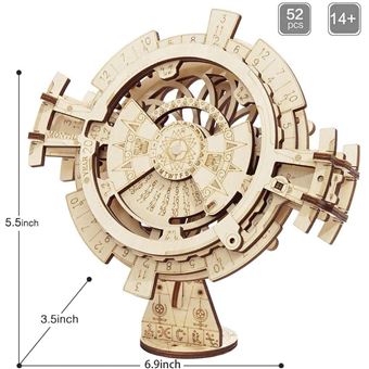 Robotime calendrier perpétuel kit modèle 17,5 cm en bois 26 pièces