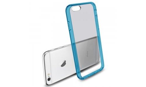 Coque souple en gel type bumper crystal bleu avec dos transparent pour iPhone 6