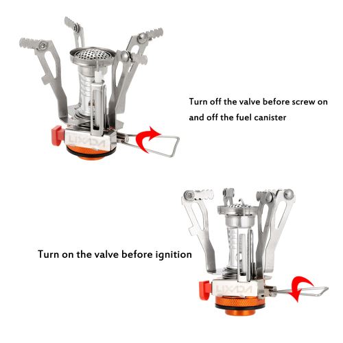 Lixada super-légers Mini Pocket Outdoor Cooking Burner pliant gaz Camping Cuisinière 3000W-1
