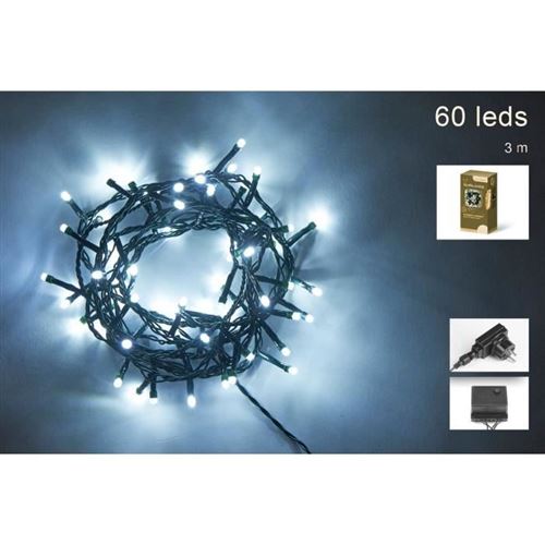 Guirlande de Noël 60 LED extérieure - 5 mm x 3 m - Blanc