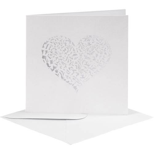 Happy Moments Cartes de mariage avec enveloppe 5 pièces 13,5 cm blanc