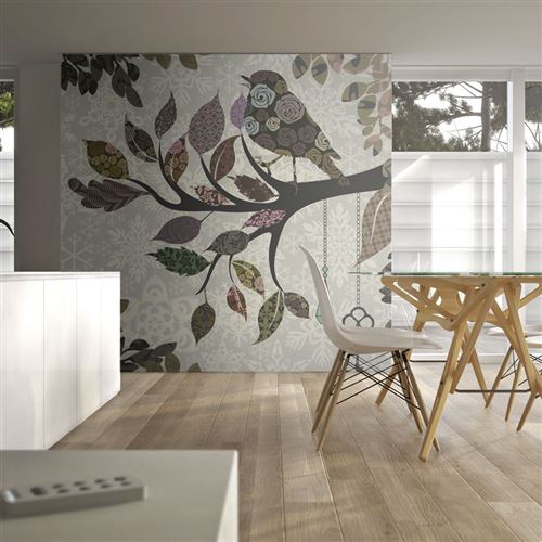 Papier peint Oiseau sur branche (patchwork)-Taille L 200 x H 154 cm