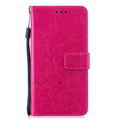 Etui en PU fleur de papillon rose pour votre Samsung Galaxy A20e