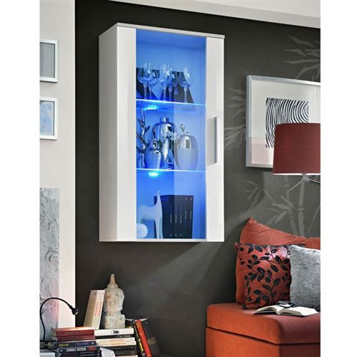 Vitrine murale à suspendre - Neo III - 60 cm x 110 cm x 29 cm - Blanc
