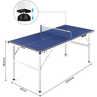 mini table de ping pong pliante flyccc avec filet hauteur reglable facile a ranger 150 x 70 x 67 cm 165 70 185 cm bleu noir table de tennis de table achat prix fnac