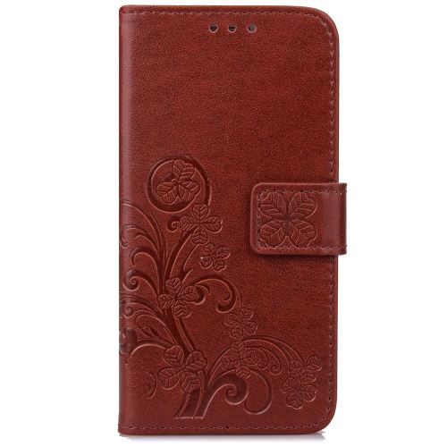 Housse étui en cuir Lucky grass pour Sony Xperia XA2 Plus - Brun -4865