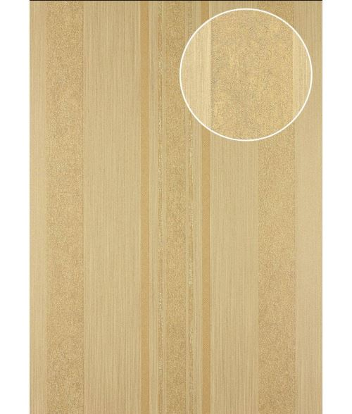 Papier peint à rayures Atlas 24C-9505-7 papier peint intissé lisse avec un dessin graphique et des accents métalliques brun beige or 7,035 m2