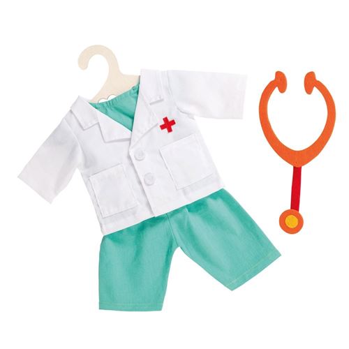 Heless uniforme de médecin 4 pièces pour poupées de 35-45 cm