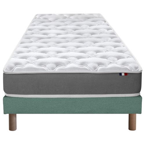 Ensemble matelas mousse ferme sommier vert 90x190