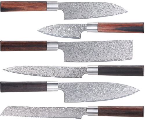 Ensemble de 6 couteaux en acier Damas
