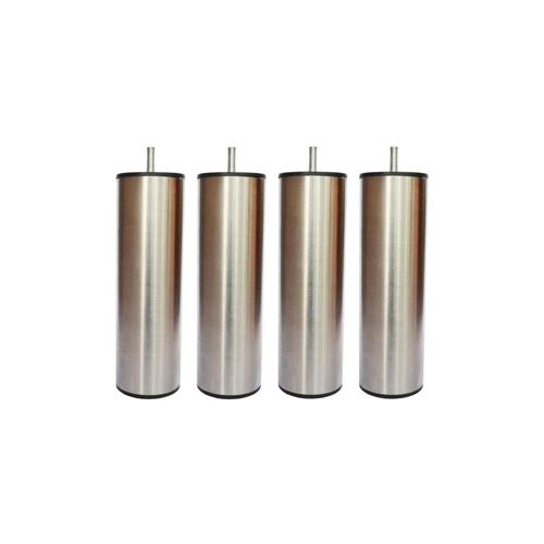 Jeu De Pieds Cylindriques Inox Brosse Silverwood O 6 H 19 Cm - Lot De 4