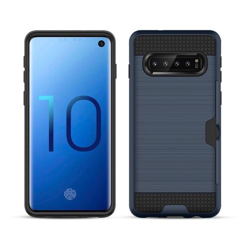 Coque en TPU combo avec fente pour carte bleu foncé pour votre Samsung Galaxy S10