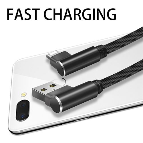 Cable Fast Charge 90 degres pour IPHONE Xr Lightning