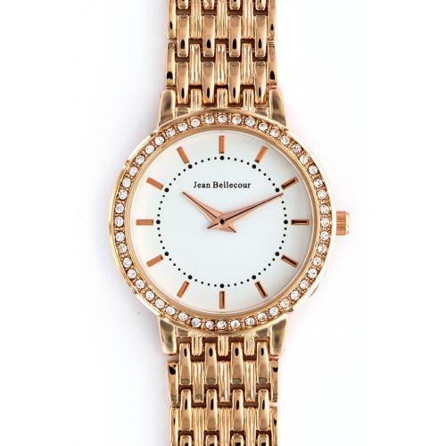 Montre Femme Jean Bellecour Cadran 35cm En Steel Blanc Et Bracelet Rose Doré En Acier REDS15-RGW