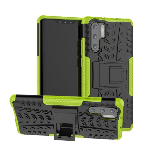Coque en TPU hybride antidérapant avec béquille vert pour votre Huawei P30 Pro