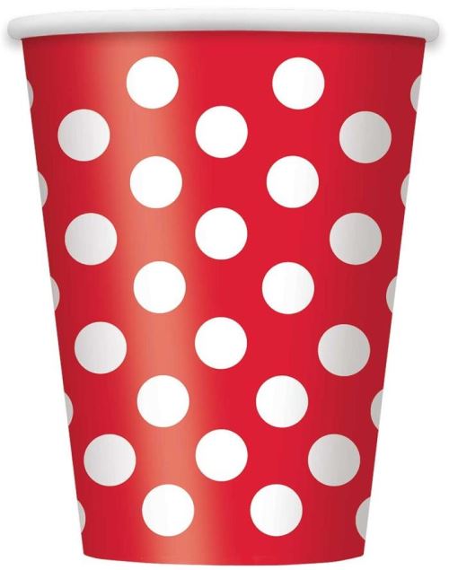 Unique tasses de fête points 6 pièces 350 ml rouge/blanc
