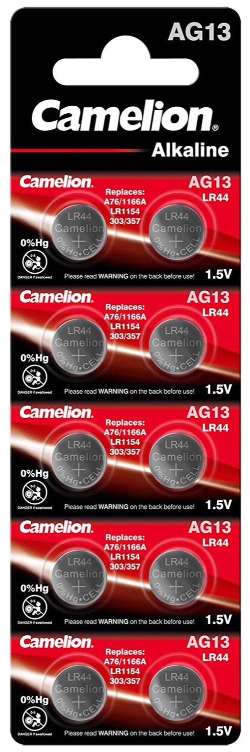 Camelion Blister 50 Piles Boutons AG13 LR44/LR1154/357 sans Mercure