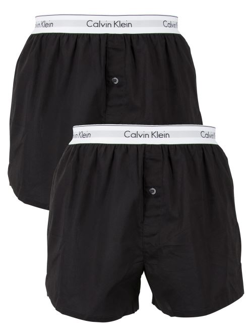 Calvin Klein Homme 2 Pack Logo Slim Fit Boxers, Noir