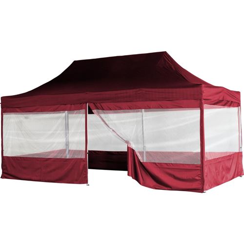 Pro tonnelle pliante 3x6m + panneaux latéraux avec fenêtres panoramiques XXL, pavillon de jardin en aluminium, coloris au choix - INSTENT - Couleur : Rouge - Taille : 3x6m + 4 côtés