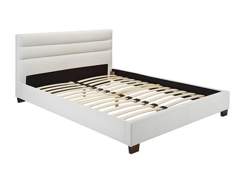 Vente-unique Lit FAUSTIN - 140x190cm - Simili blanc