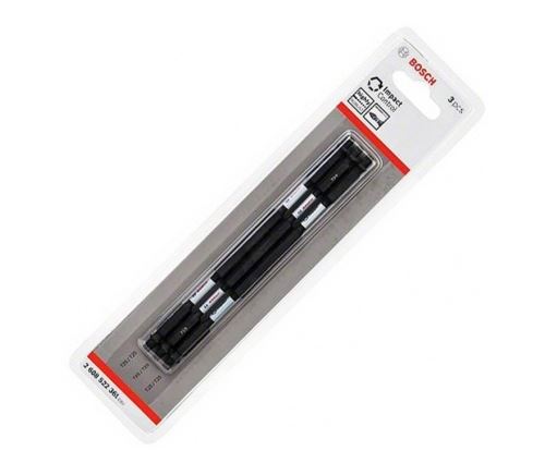 Tournevis Bosch Set D'Embouts De Vissage Doubles Impact Control 3 Pieces T25 150 Mm