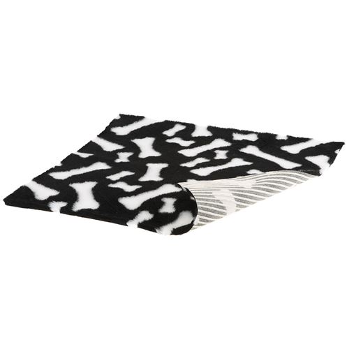 Ferplast, tapis pour chiens et chats PLAZA GUMMY MEDIUM, matelas pour animaux ou chiots, isolant, résistant, lavable, fourrure moelleuse écologique, 100x75 cm noir