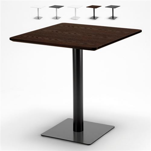 Table carrée 70x70 pour bars restaurants hôtels base centrale Horeca, Couleur: Marron - Noir
