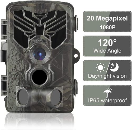 Caméra ALlBiz de Chasse 20MP 1080P IP65 Étanche, Caméra Surveillance avec 44Pcs LED Vision Nocturne Infrarouge Jusqu à 80FT et Grand Angle 120°--Camouflage vert