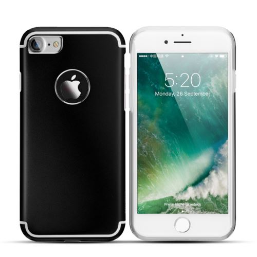Akashi - Achterzijde behuizing voor mobiele telefoon - aluminium, silicone - grijs - voor Apple iPhone 7