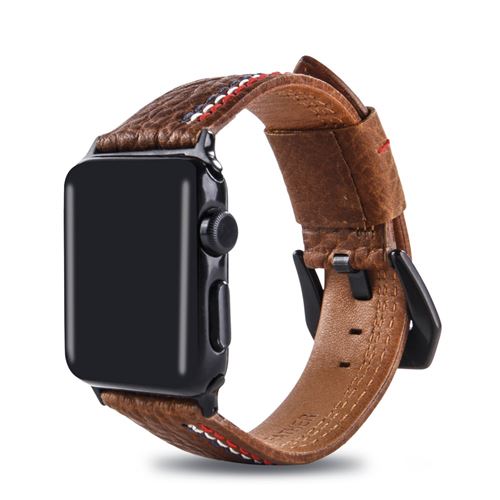 Bracelet en cuir véritable marron pour votre Apple Watch Series 4 40mm/Series 3 2 1 38mm