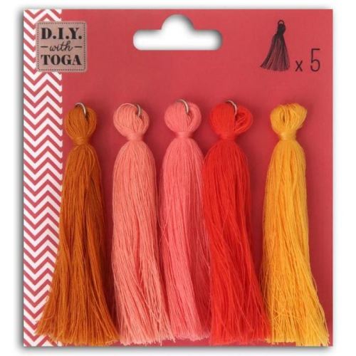 5 maxi pompons en coton 8 cm - Automne