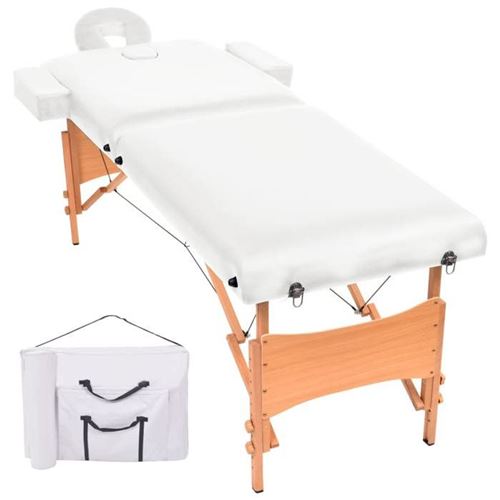 Vidaxl Blanc Table De Massage Pliable À 2 Zones 10 Cm D'épaisseur