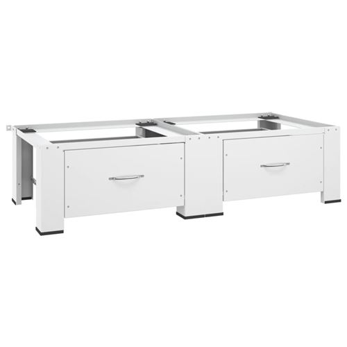 Socle double pour lave-linge et s&egrave;che-linge avec tiroirs blanc