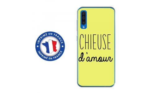 Coque souple pour Samsung Galaxy A50 avec impression Motifs Chieuse d'Amour jaune