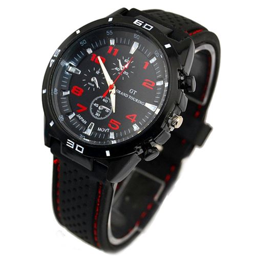 Sport Homme montre noir boîtier en acier inoxydable de quartz