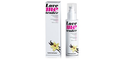 LOVE TO LOVE Love Me Tender - Huile de Massage Comestible Chauffante & Hydratante, Sans Résidu Non Tachant à la Vanille, 100 ml