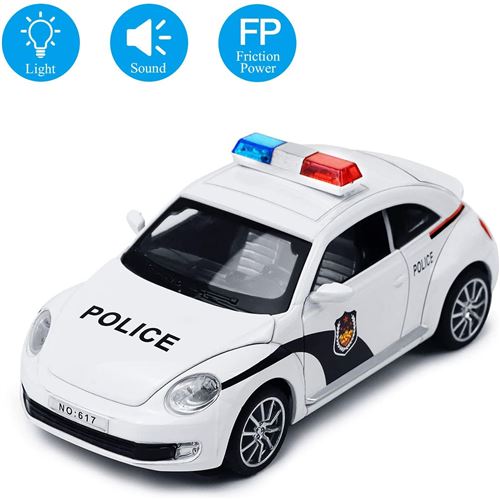 Voiture de Police ALlBiz à Propulsion par frottement 1:32 - Véhicule pour Enfants avec lumières Clignotantes et Son