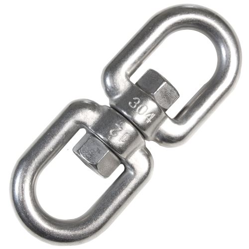 AMANKA Émerillon en acier inox 10x125mm 2 anneaux pivotants en métal inoxydable pour accrocher siège