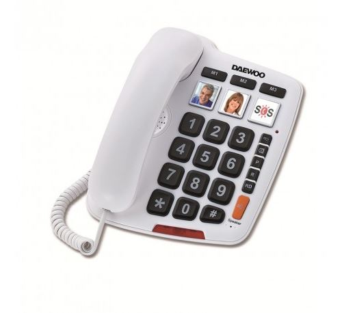 Téléphone Fixe pour Personnes Âgées Daewoo DTC-760 LED Blanc