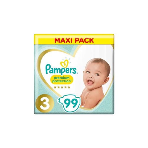 Pampers Premium Protection Taille 3 - 6 A 10 Kg - 99 Couches - Mega Pack