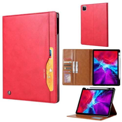 Etui en PU + TPU auto-absorbé avec support et porte-stylo rouge pour votre Apple iPad Pro 12.9 pouces (2020)/(2018)